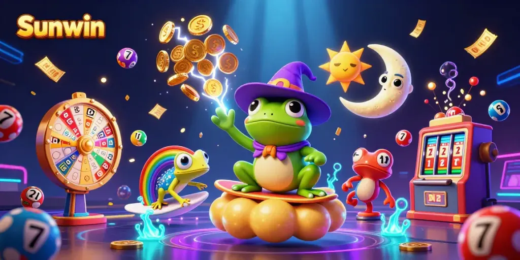 Experience the thrill of Sunwin with vibrant casino-themed visuals and exciting gaming elements.
