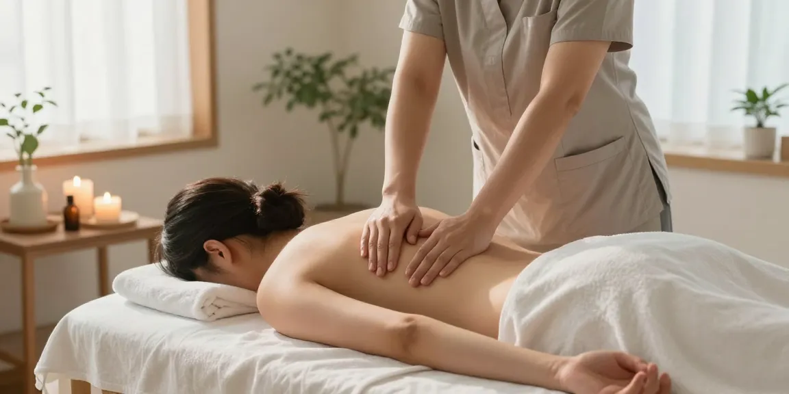 Relaxing 강남출장마사지 session with a professional therapist in a calming home environment