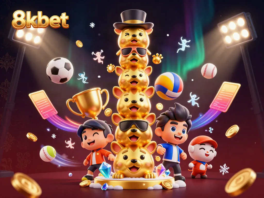 Engage with 8xbet's vibrant casino scene, showcasing dynamic sports elements and a golden totem.