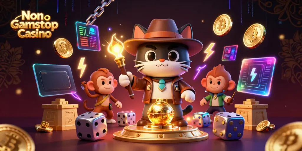 Uncover treasures at a Non Gamstop Casino with a heroic cat and its monkey companion.