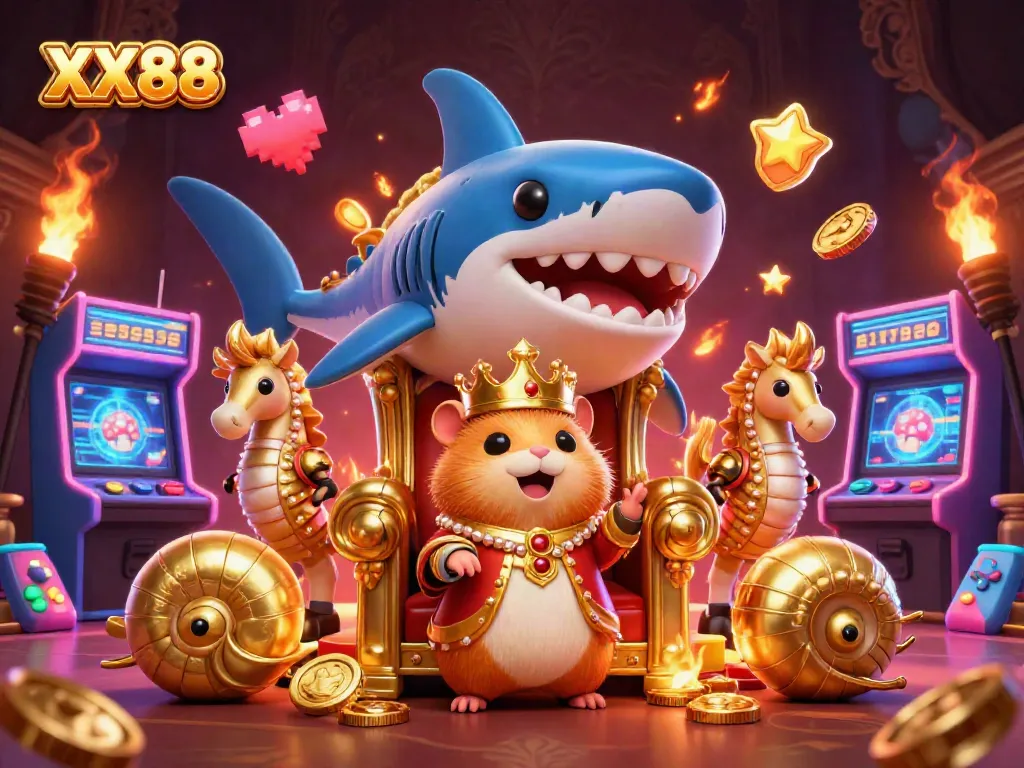 Win big at XX88 with a fun scene featuring a golden hamster king and dynamic casino elements.