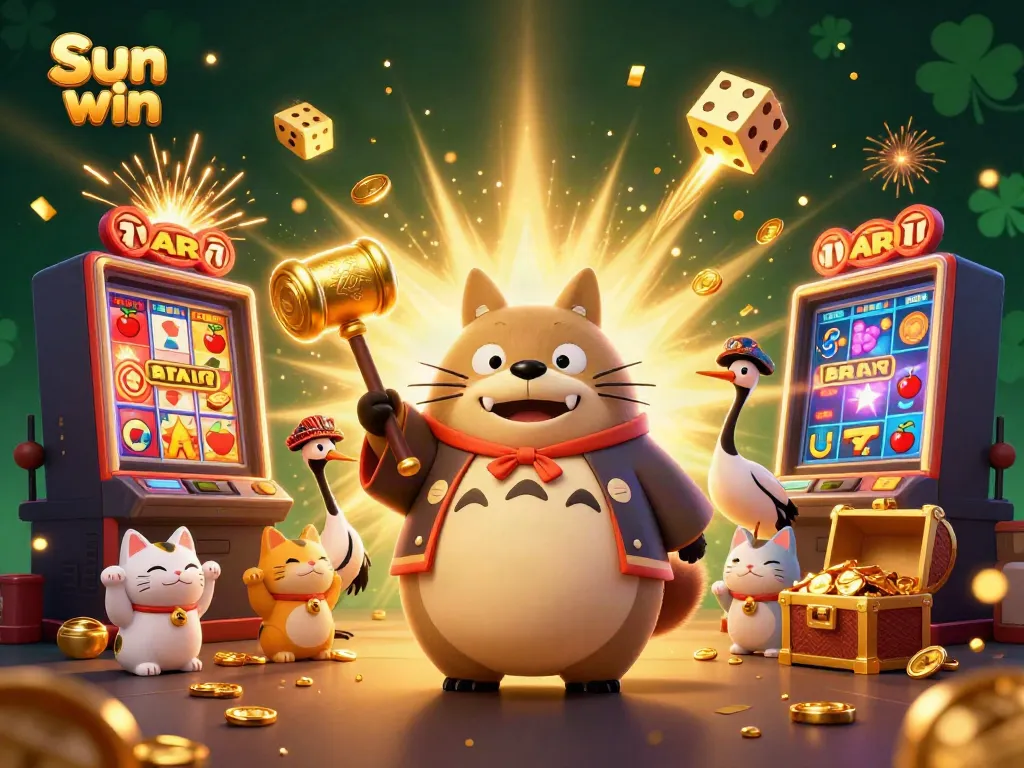Experience high-stakes gaming at Sun win with dynamic colorful characters and jackpot elements.