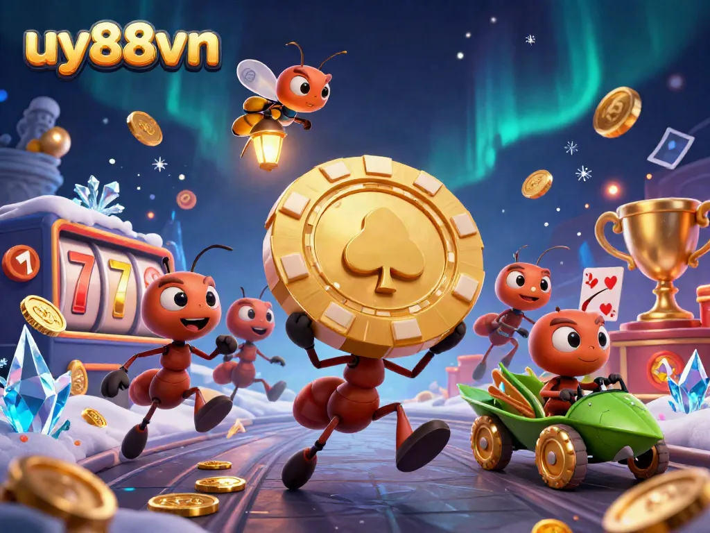 Experience the excitement with uy88vn's vibrant casino heist featuring playful cartoon ants.