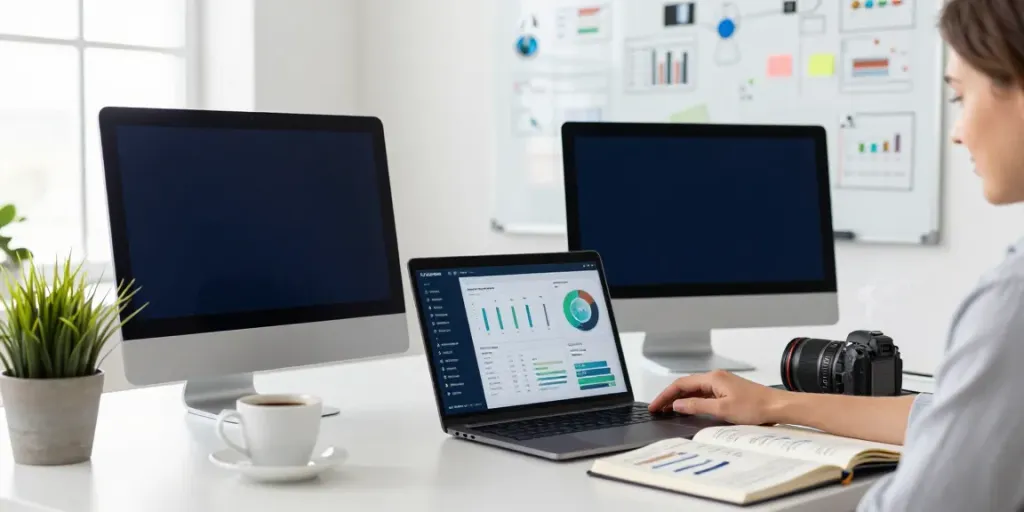 Strategist using instant indexing strategies in a bright workspace