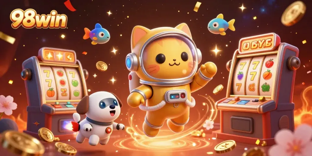 Engage in thrilling gameplay with 98win's vibrant casino adventures featuring dynamic characters and slots.