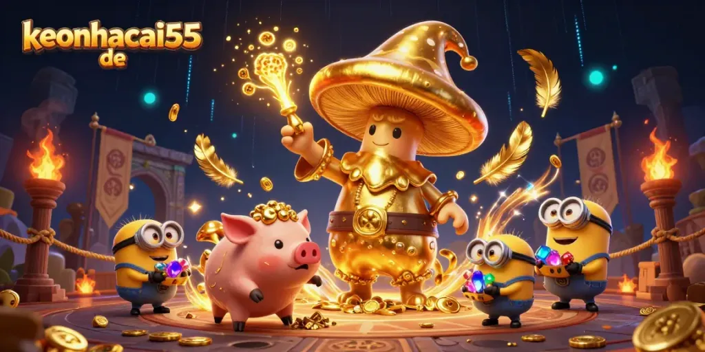 Engage in thrilling bets on keonhacai55 de with dynamic visuals of golden magic and treasures.