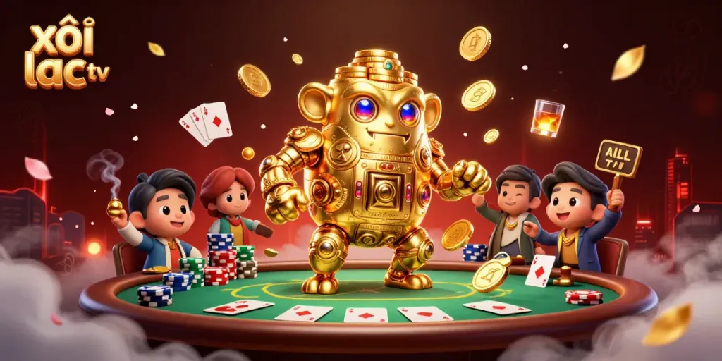 Experience thrilling moments with xôi lạc tv featuring a golden golem and poker action.