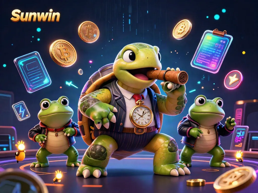Engage with Sunwin's vibrant 3D casino scene, showcasing immersive gaming elements and characters.