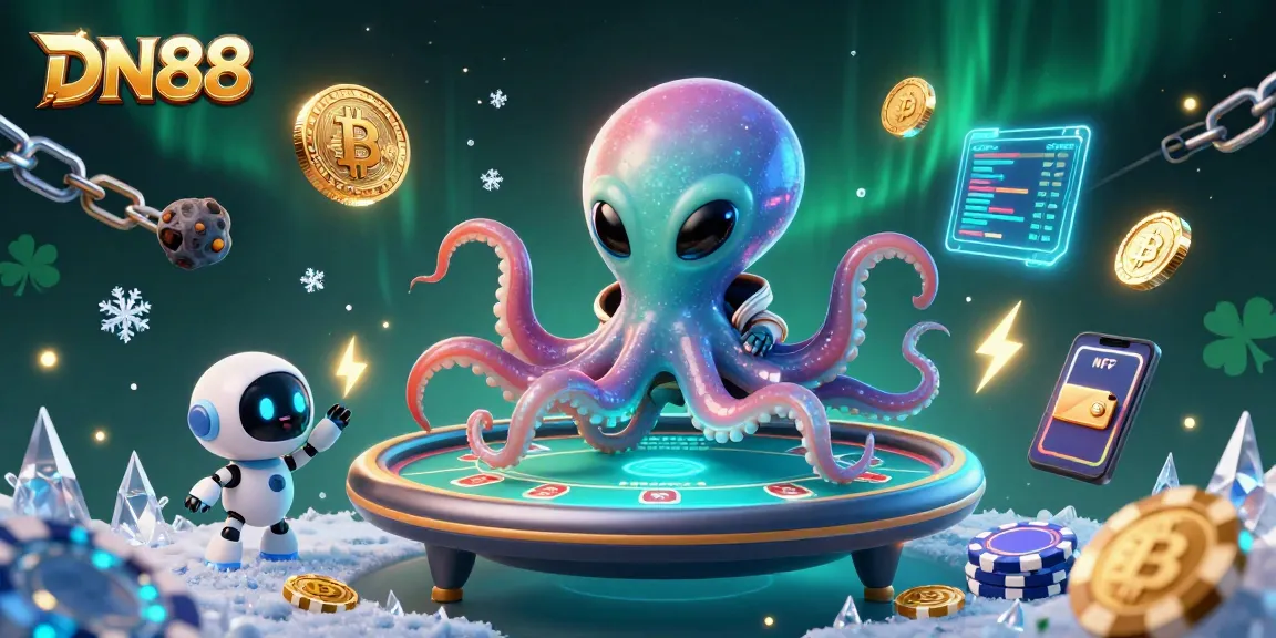 Experience exciting poker action with DN88 in a vibrant, cosmic casino scene.