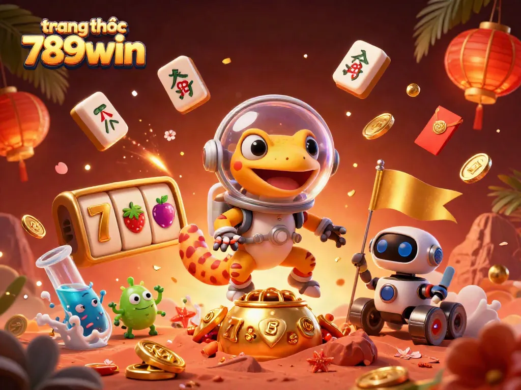 Experience excitement at trang chủ 789win with a Martian gecko discovering a golden casino full of winning symbols.