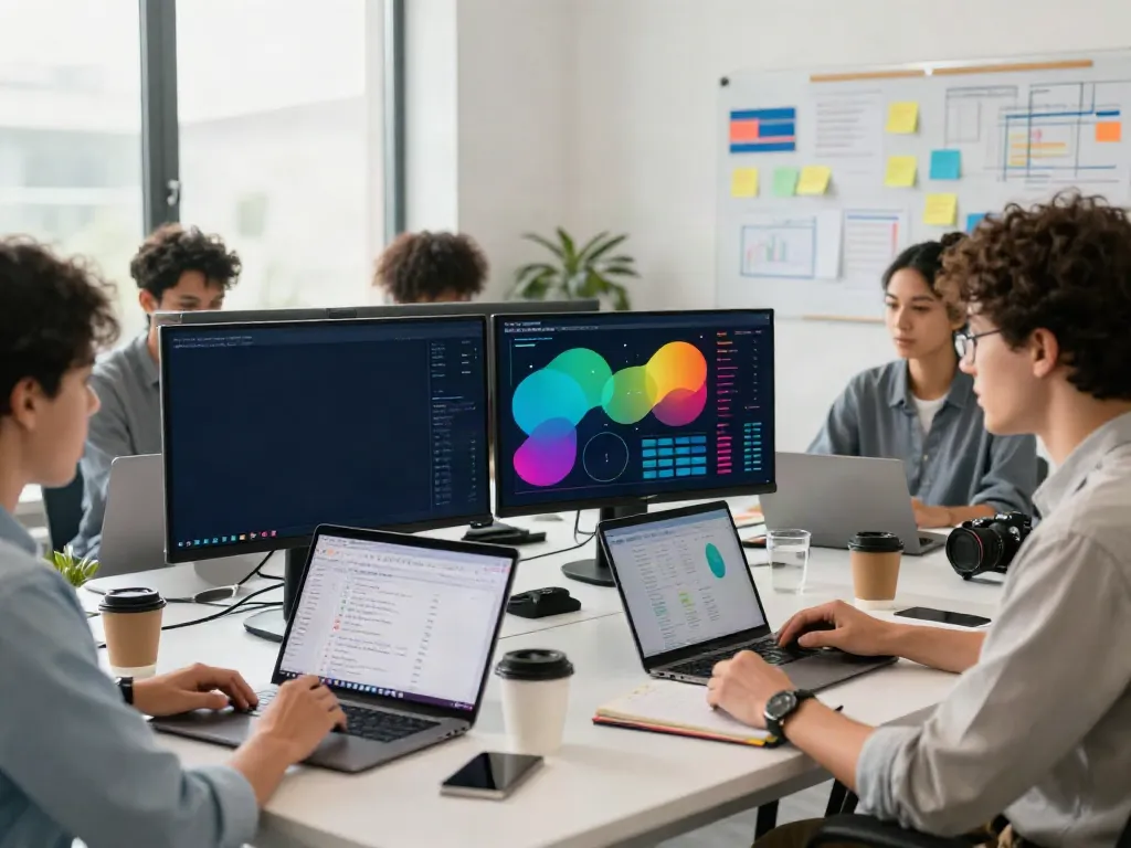 Team analyzing Paid Ads Management strategies in a modern workspace.