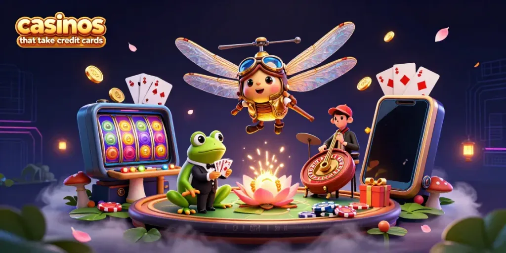 Experience excitement at casinos that take credit cards, featuring dynamic 3D characters and casino games.
